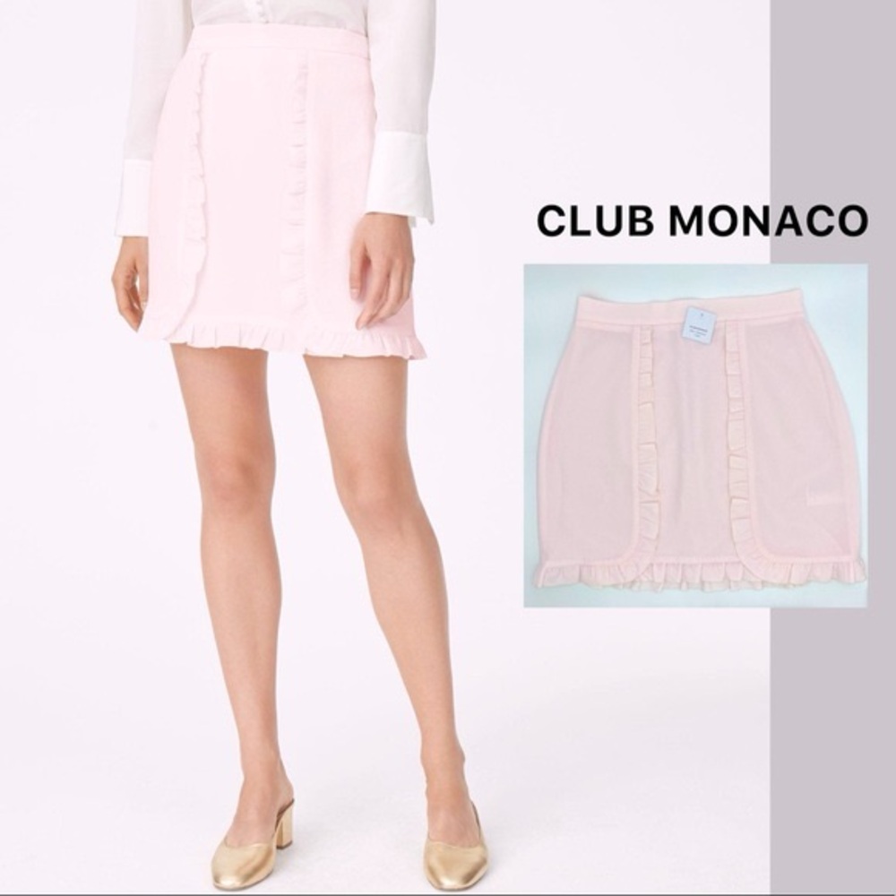 Club Monaco Pink Ruffled Pencil Mini Skirt
